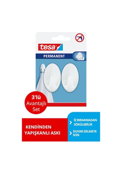 Permanent Askı Plastik Büyük Oval Beyaz 2 Adet X 3 Paket Toplam 6 Askı Diğer