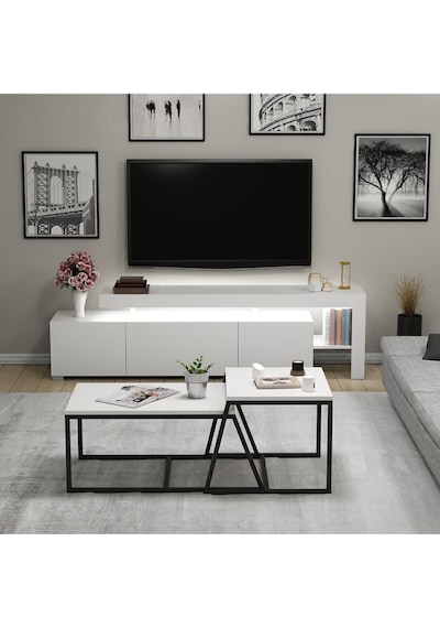 Beliz LED Işıklı TV Sehpası ve Minimal 2'li Orta Sehpa Takımı – Beyaz – Modern Oturma Odası Seti Beliz LED Işıklı TV Sehpası ve Minimal 2'li Orta Sehpa Takımı – Beyaz – Modern Oturma Odası Seti