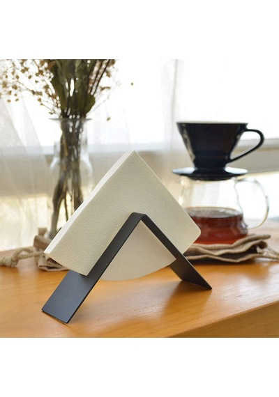 Filtre Kahve Kağıdı Tutucu Stand Aparatı Dekoratif Metal Peçetelik, Siyah Çok Renkli