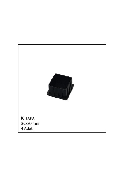 Plastik İç Tapa, Profil Tapası, Kare, Siyah, 30x30 Mm 4 Adet Siyah
