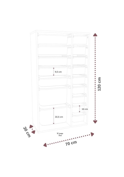 %100 Mdf - Xl Duo 16 Sepetli Oyuncak Dolabı Beyaz