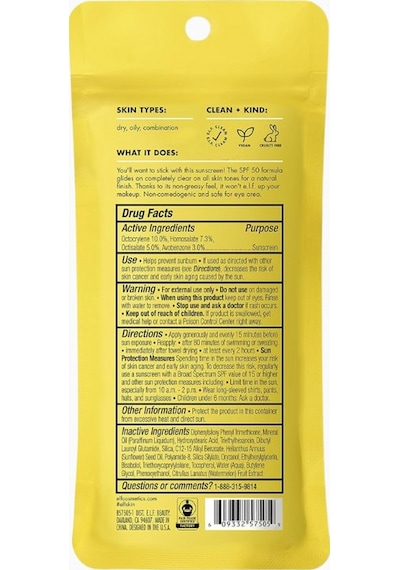 E.l.f. E. L. F. Suntouchable Invisi- Stick Spf 50 Yüz Güneş Koruma Çubuğu, Leke Bırakmaz, Vegan