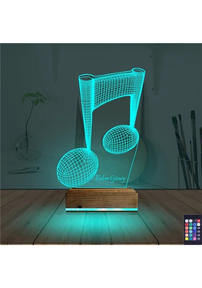 Luvivia Müzik Nota Müzisyen Kişiye Özel 3d Lamba - Masa Gece Lambası Şeffaf