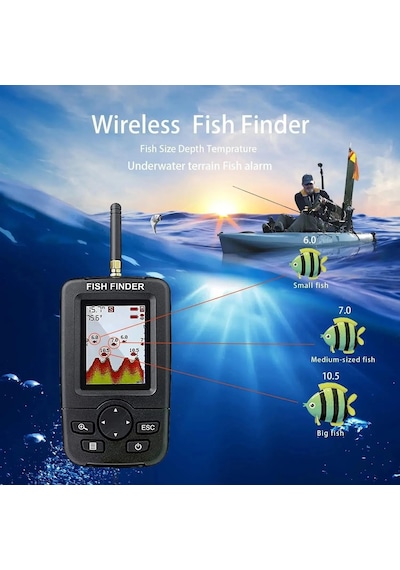 Wireless Balık Bulucu Akıllı Sonar Teknolojisi Lcd Ekranlı Kablosuz Balık Tespit Cihazı