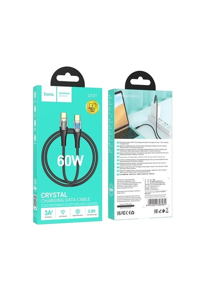 Hoco U121 Gold Standard Transparent Discovery Edition 60w Type-c To Type-c Hızlı Şarj Ve Data Kablosu 1.2metre