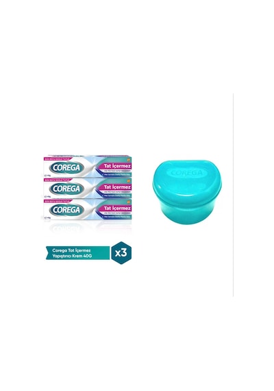 3 Adet Corega Super Protez Yapıştırıcı Tat İçermez Krem 40 Gr + Protez Kabı Hediye