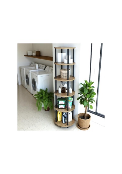 6 Raflı Yuvarlak Banyo Dolabı Rafı Banyo Düzenleyici Banyo Kileri Havlu Dolabı Atlantikçam