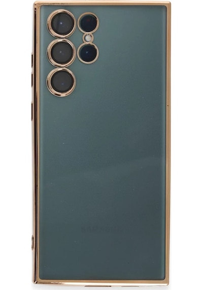 Newface Samsung Galaxy S22 Ultra Kılıf Razer Lensli Silikon - Gold Altın