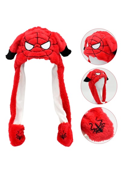 Mj Toys Örümcekadam Şapka Kulakları Hareket Eden Şapka Işıklı Modlu Peluş Ironman Şapka Bere Kırmızı