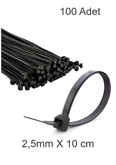 Siyah Plastik Cırt Kelepçe 2.5mm-10cm Kablo Bağı Elektrik Kablosu