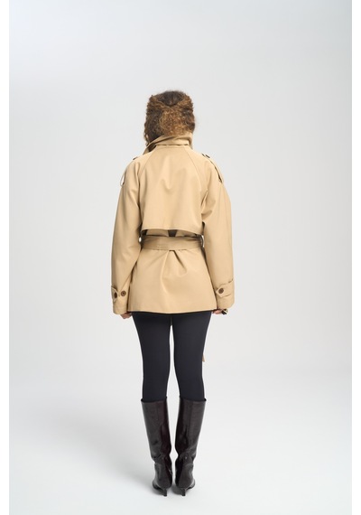 Mai Collection Mai Studios Co. Tyra Camel Kemerli Kısa Trençkot CAMEL