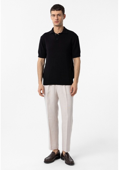 Antioch 100% Pamuk Polo Yaka Triko T-shirt Siyah