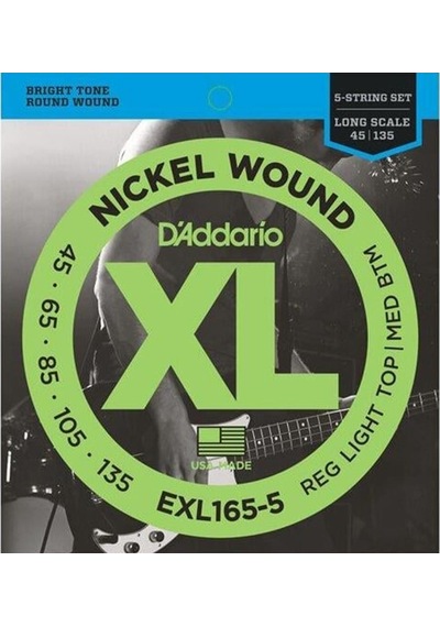 D'addario Exl165-5 Xl Nickel Serisi Bas Gitar Tel Seti Long Scale - 45-135