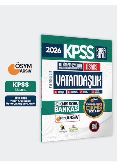 2026 Fulllisans Kpss Lisans Vatandaşlık Kara Kutu ÖSYM Çıkmış Soru Bankası Son 15 Yıl(sadece Lisans)