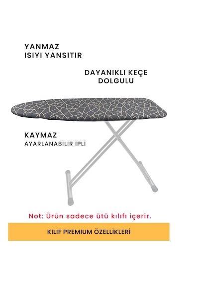 Beylini Ütü Masası Kılıfı Örtüsü Bezi, Keçeli Süngerli Lastikli Y