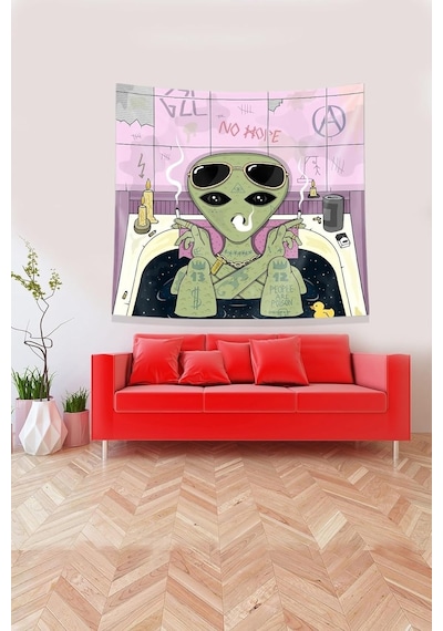 Pelangi Multirenk Küvetin Içindeki Uzaylı Leke Tutmaz Kadife Kumaş Duvar Örtüsü Duvar Halısı Tapestry Kwll352, Çok Renkli