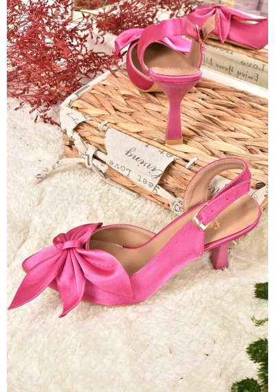 Fox Shoes Fuşya Saten Kumaş Kadın Topuklu Ayakkabı K922164804