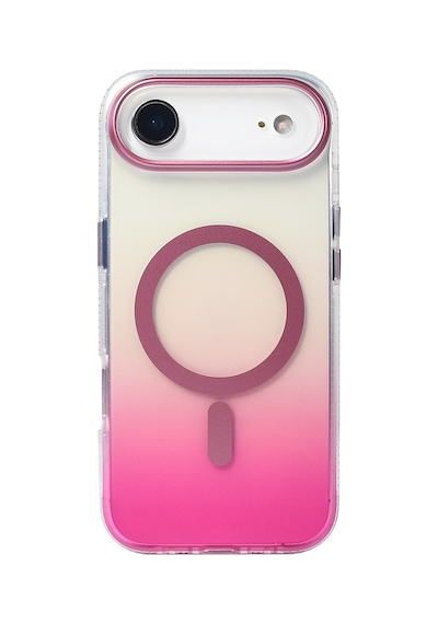Apple Uyumlu iPhone 17 Air Kılıf Transparan Renk Geçişli M-safe Şarj Özellikli Toros Kapak Rose Pembe