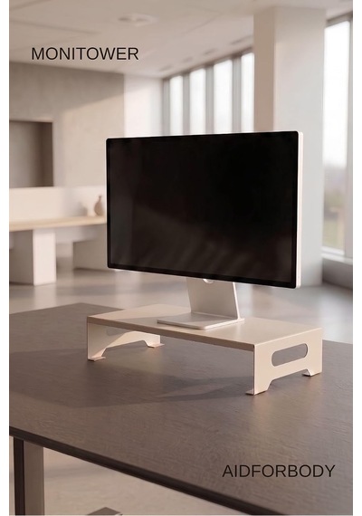 Monıtower Metal Monitör Yükseltici Stand Bej