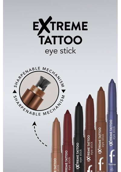 Flormar Extreme Tattoo Mat &amp Işıltılı Asansörlü Kalemtıraşlı Jel Göz Kalemi &amp Far Stick