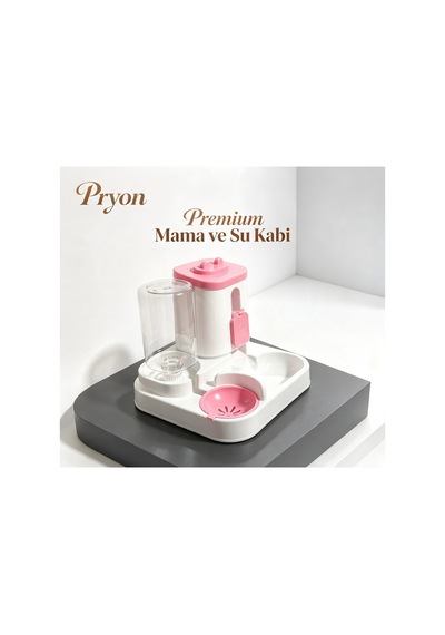 Pryon Otomatik Kedi Köpek Mama Ve Su Sebili Çeşmesi - Pembe