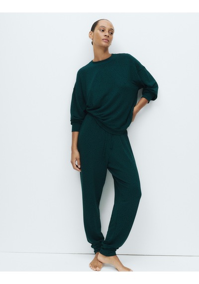 Marks & Spencer Flexifit Yıldız Baskılı Pijama Takımı T37002235J Yeşil