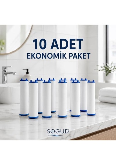 Sogud Duş Filtresi Yedek Kartuş - 10'lu Paket - Filtreli Duş Başlığı Ve Arıtmalı El Duşu İle Uyumlu - Kireç, Tortu Ve Kalıntıları Azaltmaya Yardımcı Kolay Değiştirilebilir Banyo Filtre Seti