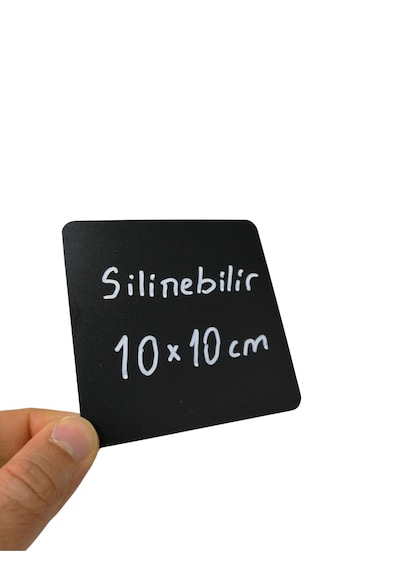10 Adet Silinebilir Karatahta Siyah Etiket 10 x 10 CM Yapışkanlı