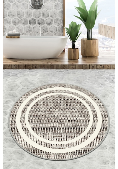 Formica Çap Banyo Halısı Djt 100x100 cm, Banyo Halısı , Banyo paspası yıkanabilir Gri
