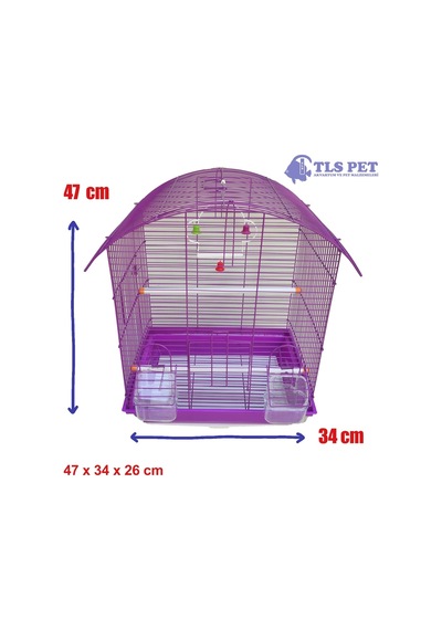 Tls Pet Muhabbet Kuşu Kafesi İki Kapılı Renkli 47 x 34 x 26 Cm
