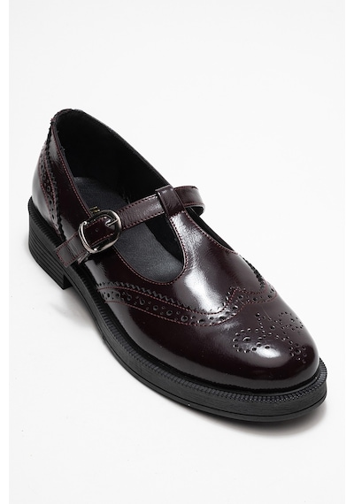 Luvishoes Luvi Shoes Janney Bordo Rugan Hakiki Deri Bantlı Kadın Loafer Ayakkabı Bordo Rugan