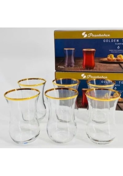 Paşabahçe 42021 Yaldızlı Çay Bardağı 120cc 6 Lı Çok Renkli