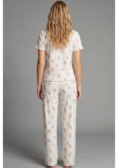 Siyah İnci Yumuşak Tuşe Yazlık Fitilli Pamuklu Örme Pijama Takım 7994 Lale Siyah İnci Yumuşak Tuşe Yazlık Fitilli Pamuklu Örme Pijama Takım 7994 Lale