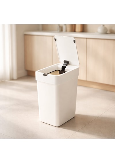 Slim Sensörlü Çöp Kovası - Beyaz - 9 Lt Çok Renkli