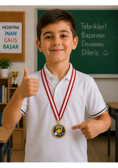 Matematik Şampiyonu Madalyası - Dijital Baskılı 1. Kalite Madalya Altın