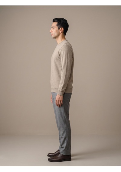 Maccali Erkek Bej Selanik Bisiklet Yaka Sweatshirt