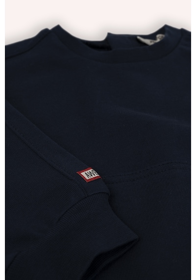Panço Erkek Bebek Bisiklet Yaka Cep Detaylı Lacivert Sweatshirt