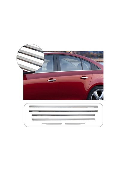 Chevrolet Cruze Sedan Uyumlu 2009-2016 Krom Cam Çıtası 6 Parça Paslanmaz Çelik