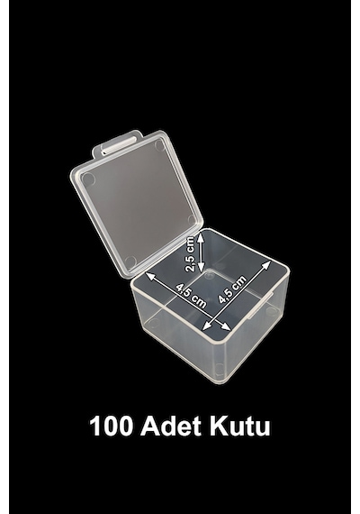 Plastik Şeffaf Küçük Kutu 4.5 x 4.5 x 2.5 CM 100 Adet Şeffaf
