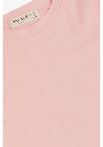 Breeze Kız Çocuk Tişört Kemer Boy Basic 9-14 Yaş, Pembe-pembe Pembe