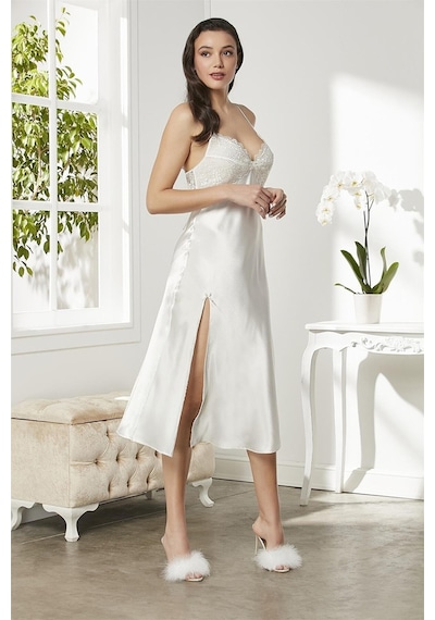 Pierre Cardin 6425 Kadın Saten Dantelli 6'lı Takım-ekru Ekru