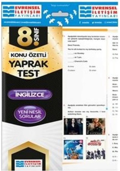 8. Sınıf İngilizce Yaprak Test - Evrensel İletişim Yayınları