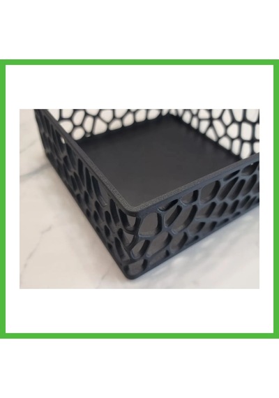 Vaveni 3d Baskı Organik Desenli Peçetelik Kokteyl Peçete Tutucu 12,5x12,5 Cm Delikli Peçete Standı - Siyah Arz