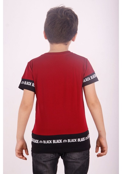 Toontoy Kids Toontoy Erkek Çocuk Black Baskılı Tişört Bordo