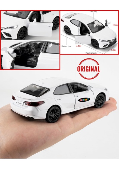 Uzak Doğu Serisi Toyota Camry Beyaz Açılır Kapılar Diecast Çek Bırak Metal Model Araba 11 Cm 1:32