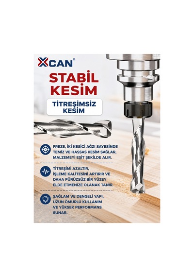 6 Mm Çift Ağızlı Spiral Karbür Freze Ucu 6x12x45 Mm Cnc Ve El Frezesi İçin