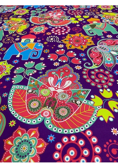 Enesar Home Indian Fil Desenli Kumaş Kırlentlik Döşemelik Kumaş Dijital Baskı 100 x 140 cm