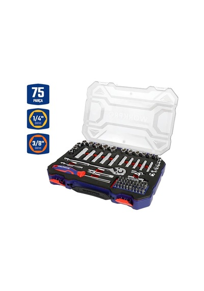 Workpro Wp202524 1/4 3/8 Metrik 75 Parça Cr-v Profesyonel Lokma Takımı Fr Wp202524