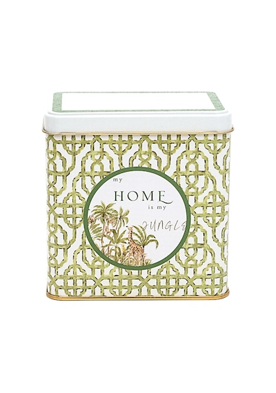 Forrest Green Home Desenli Dikdörtgen Metal Saklama Kabı 8 x 12 x 12 CM 1 L