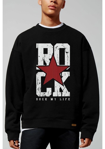 Tarzsokak Rock Oversize Siyah Sweatshirt Tarzsokak196